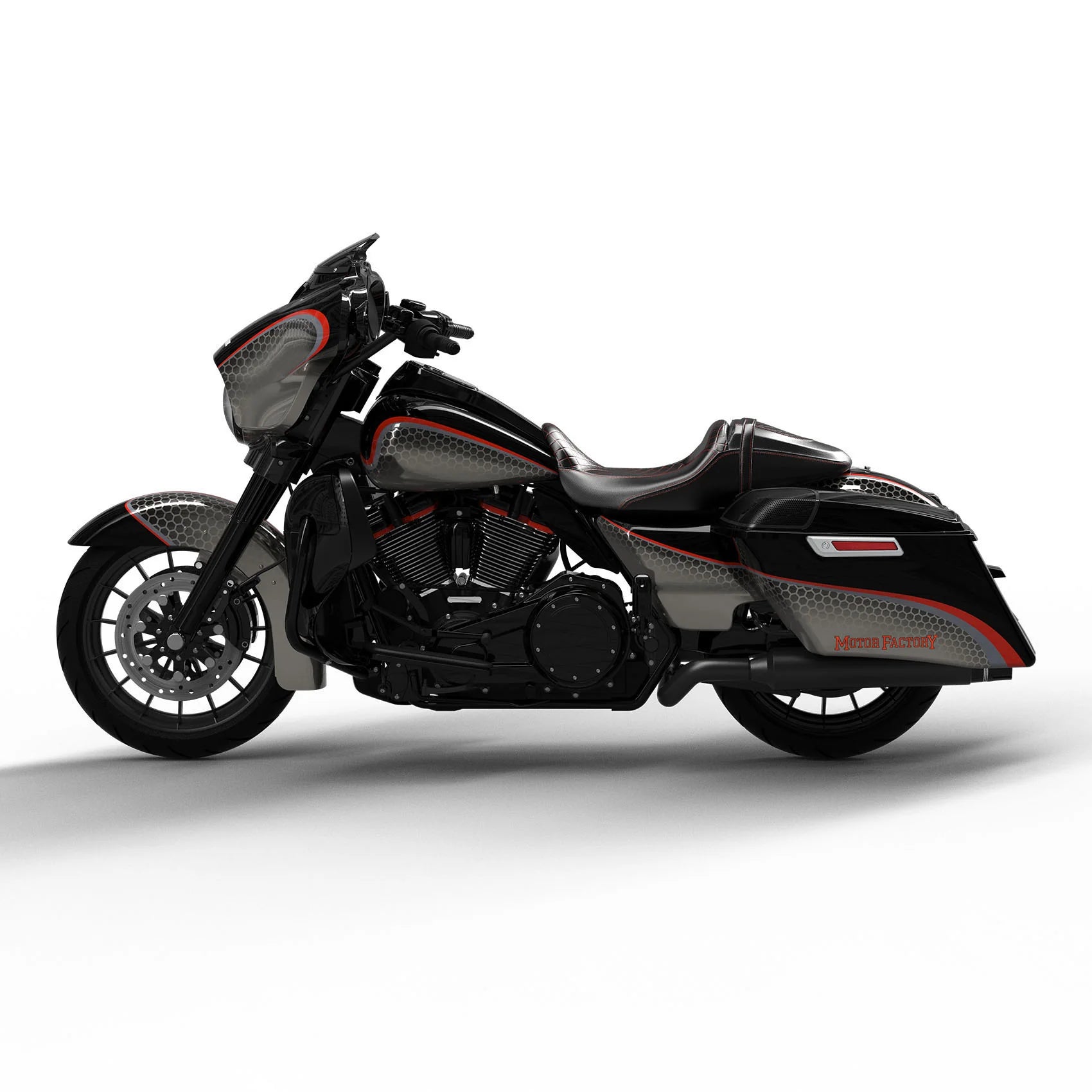 HR3 Black Honeycomb Fade Complete Body Fairing Kit For Harley CVO Street Glide FLHXSE 14-23