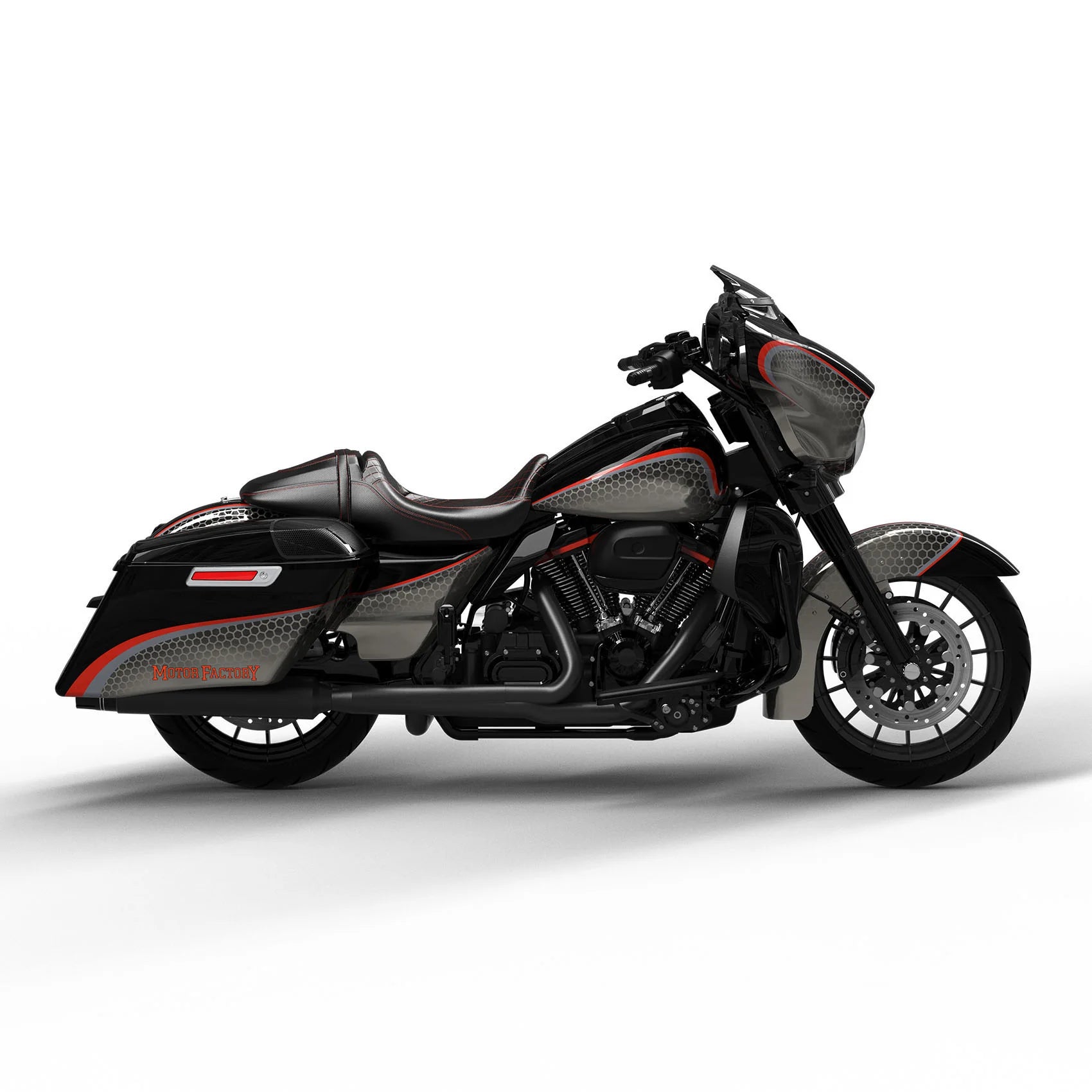 HR3 Black Honeycomb Fade Complete Body Fairing Kit For Harley CVO Street Glide FLHXSE 14-23