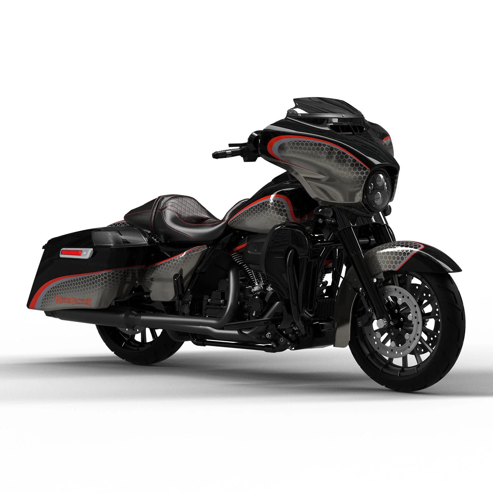 HR3 Black Honeycomb Fade Complete Body Fairing Kit For Harley CVO Street Glide FLHXSE 14-23