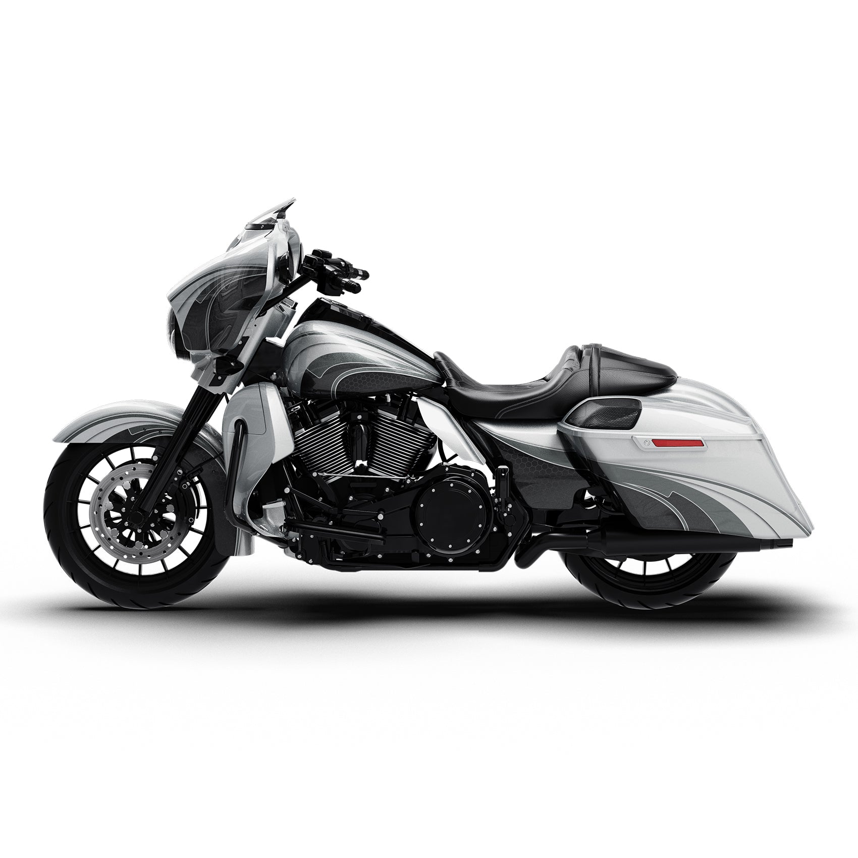 HR3 Silver / Black Honeycomb Fade Complete Body Fairing Kit For Harley CVO Street Glide FLHXSE 14-23