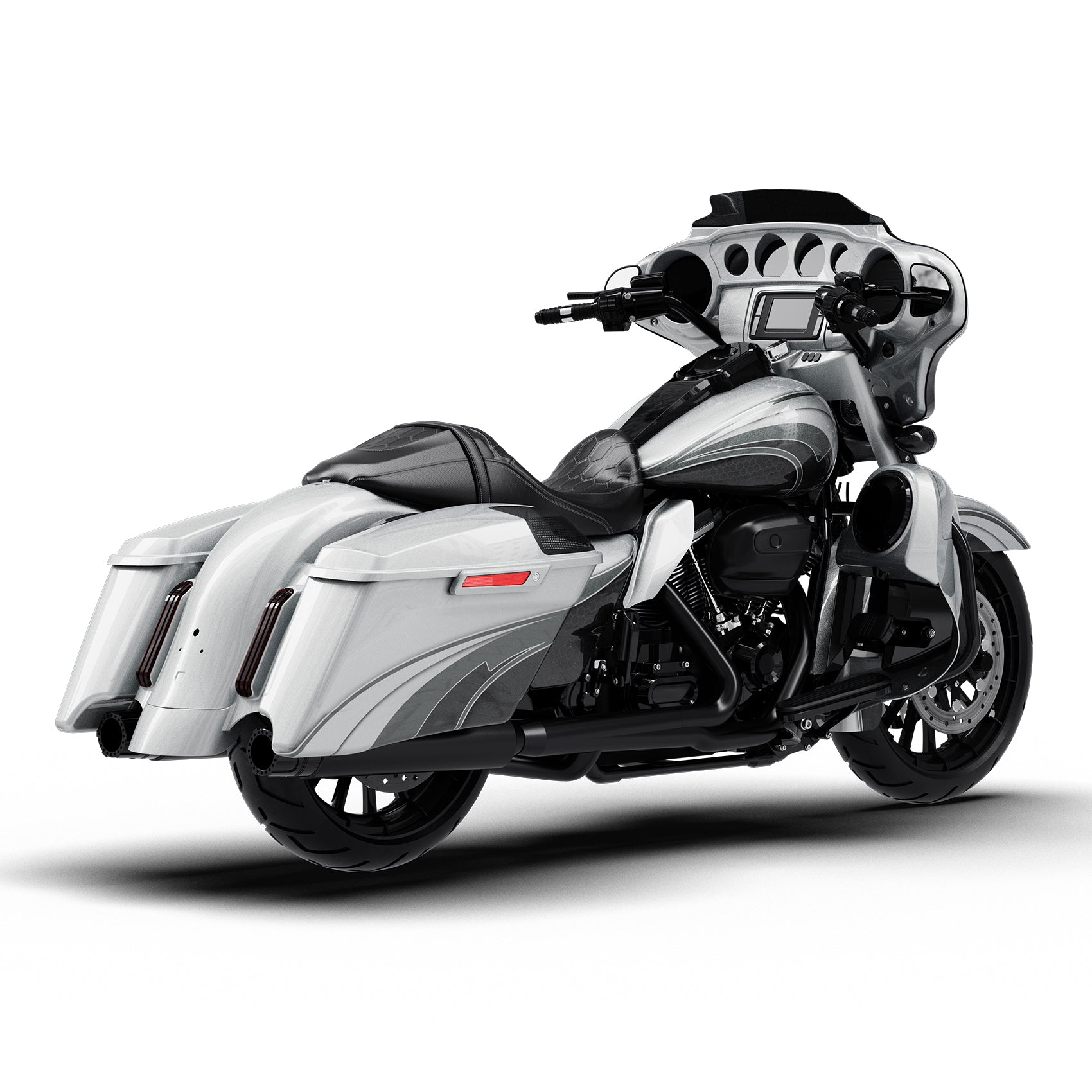 HR3 Silver / Black Honeycomb Fade Complete Body Fairing Kit For Harley CVO Street Glide FLHXSE 14-23