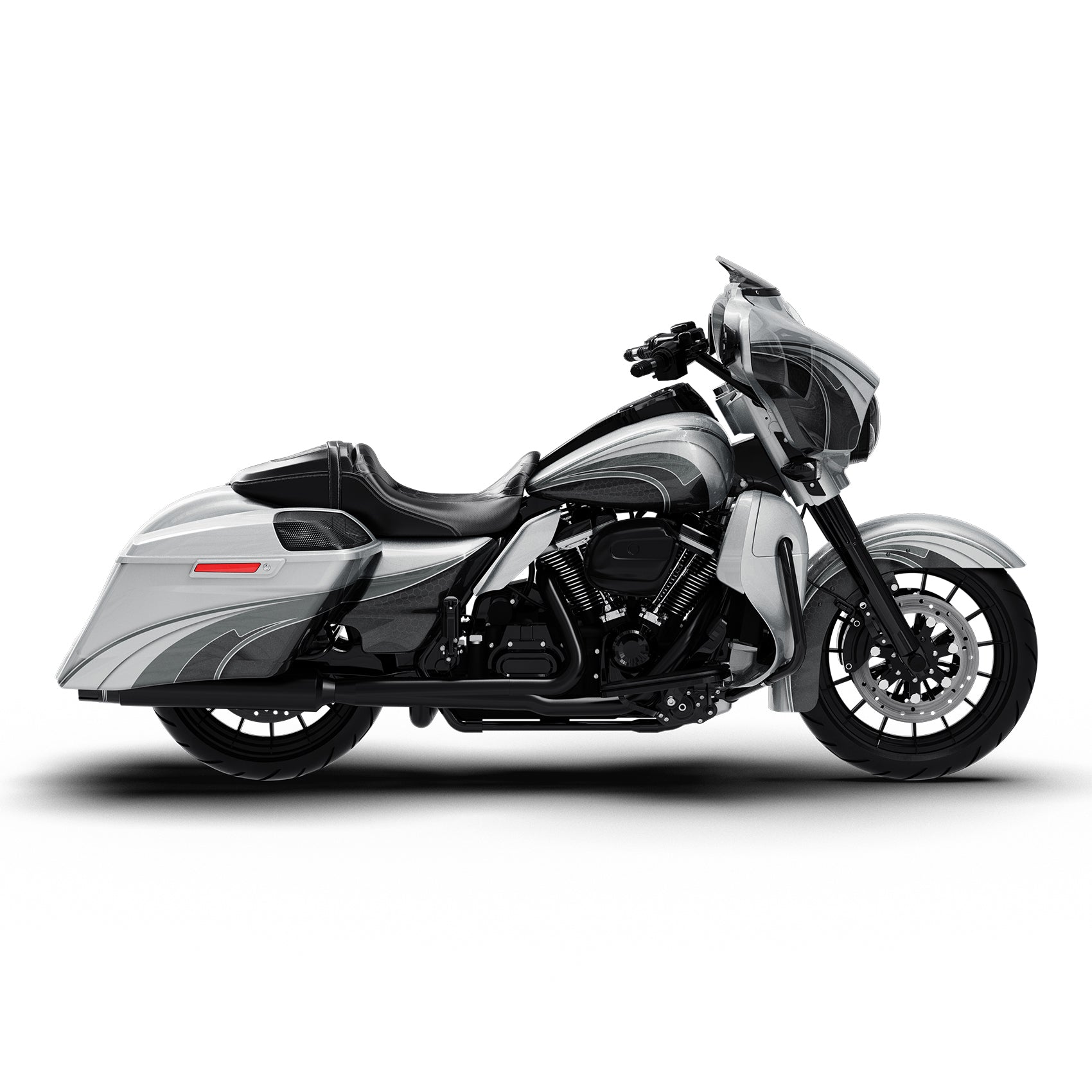 HR3 Silver / Black Honeycomb Fade Complete Body Fairing Kit For Harley CVO Street Glide FLHXSE 14-23