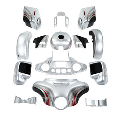 HR3 Candy Red / Silver Honeycomb Fade Complete Body Fairing Kit For Harley CVO Street Glide FLHXSE 14-23