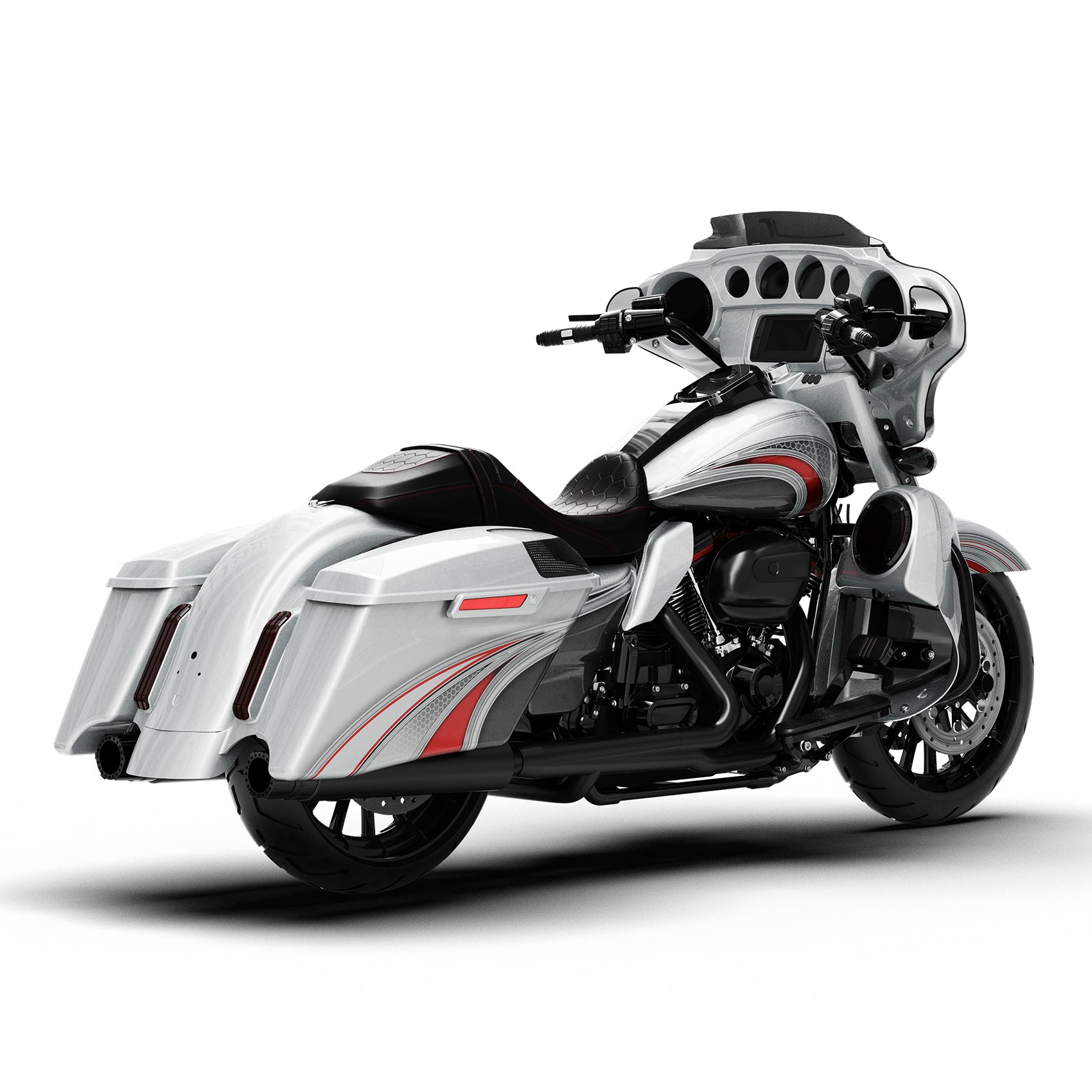 HR3 Candy Red / Silver Honeycomb Fade Complete Body Fairing Kit For Harley CVO Street Glide FLHXSE 14-23