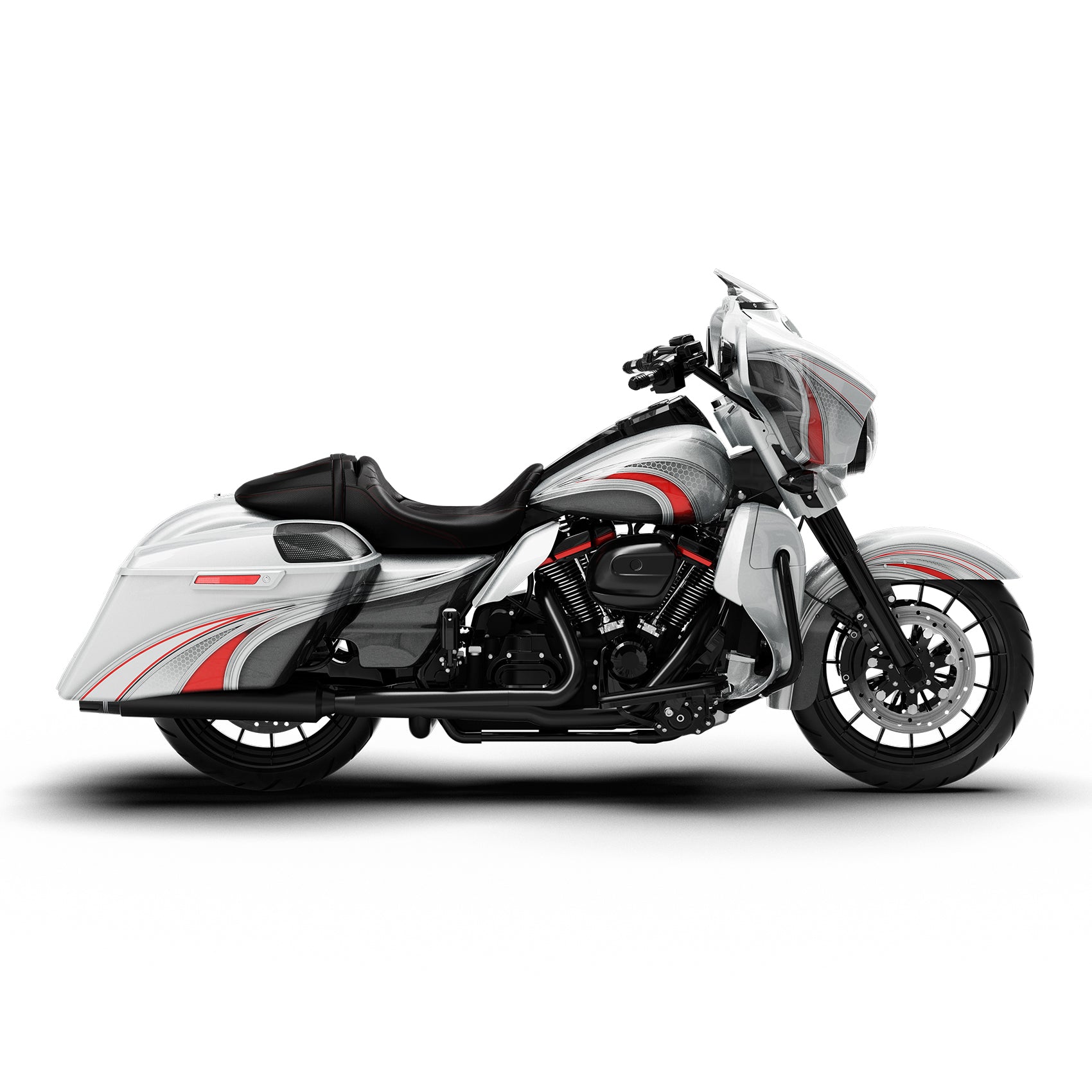 HR3 Candy Red / Silver Honeycomb Fade Complete Body Fairing Kit For Harley CVO Street Glide FLHXSE 14-23