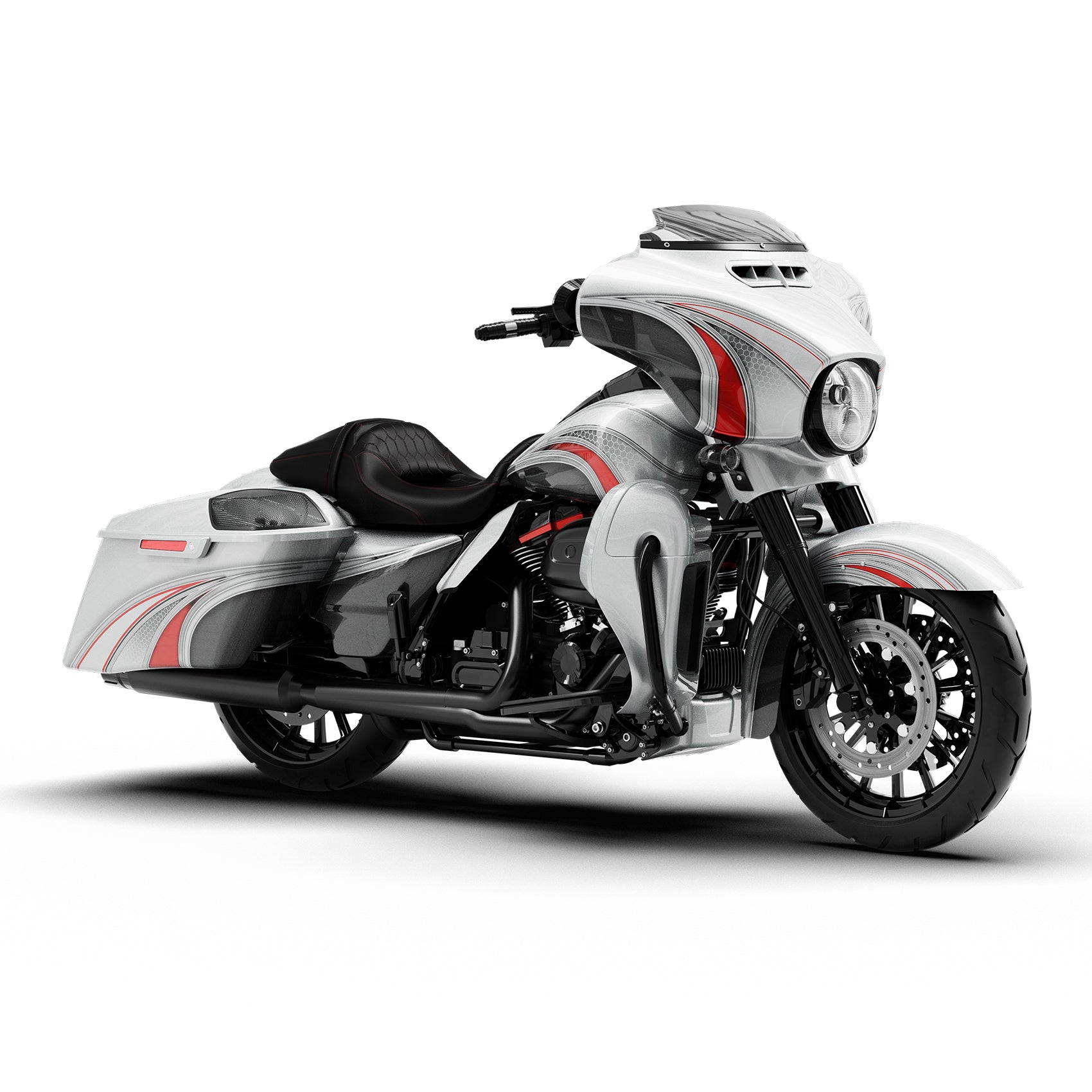 HR3 Candy Red / Silver Honeycomb Fade Complete Body Fairing Kit For Harley CVO Street Glide FLHXSE 14-23
