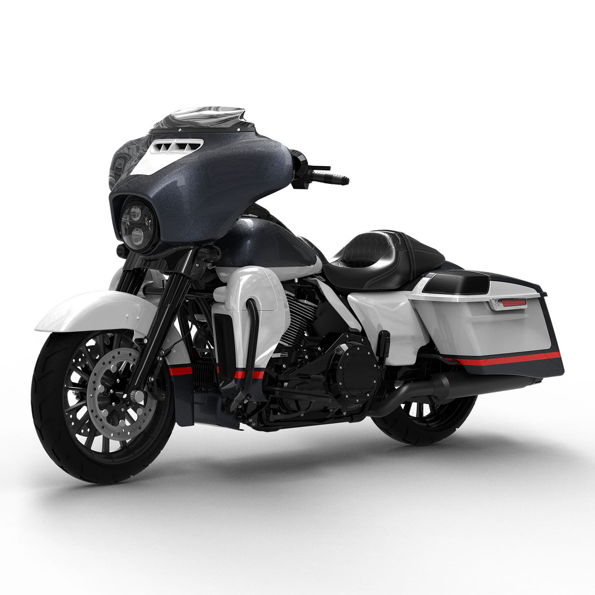 HR3 Charred Steel & Lightning Silver Complete Body Fairing Kit For Harley CVO Street Glide FLHXSE 14-23