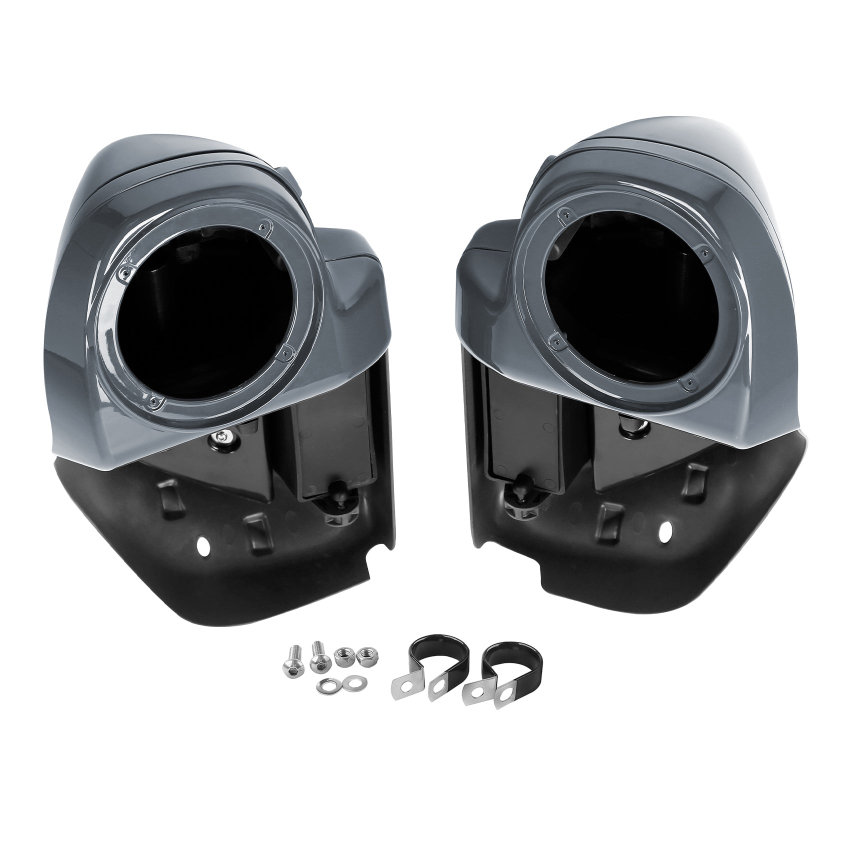 HR3 Gunship Gray Vented Lower Fairing Kit With 6.5" Speaker Pods For Harley Touring models 2014-2024