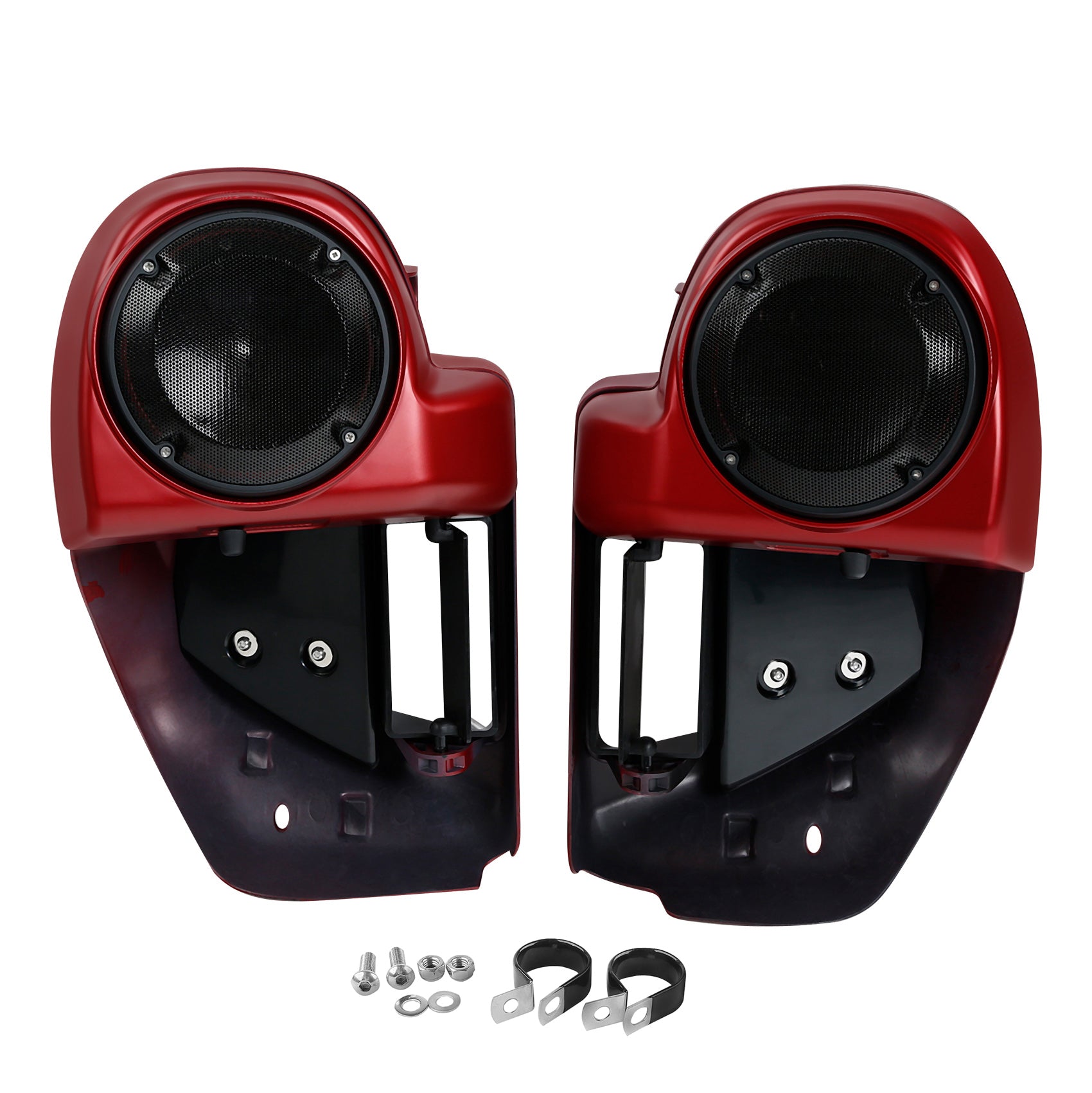 HR3 Wicked Red Denim Vented Lower Fairing Kit With 6.5" Speaker Pods For Harley Touring models 2014-2024