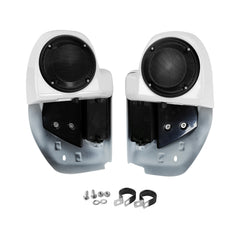 HR3 Salt Pearl & Black Tempest Vented Lower Fairing Kit With 6.5" Speaker Pods For Harley Touring models 2014-2024