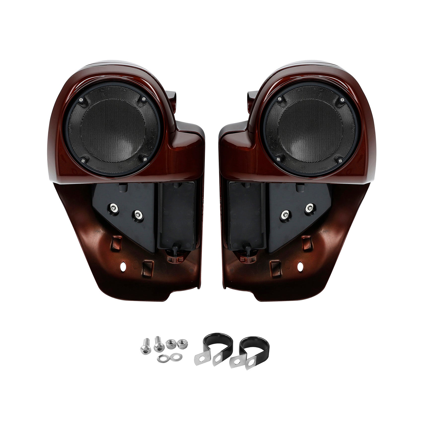 HR3 Auburn Brown & Black & Industrial Gray Vented Lower Fairing Kit with 6.5" Speaker Pods For Harley Touring models 2014-2024