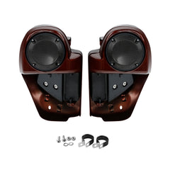 HR3 Auburn Brown & Black & Industrial Gray Vented Lower Fairing Kit with 6.5" Speaker Pods For Harley Touring models 2014-2024
