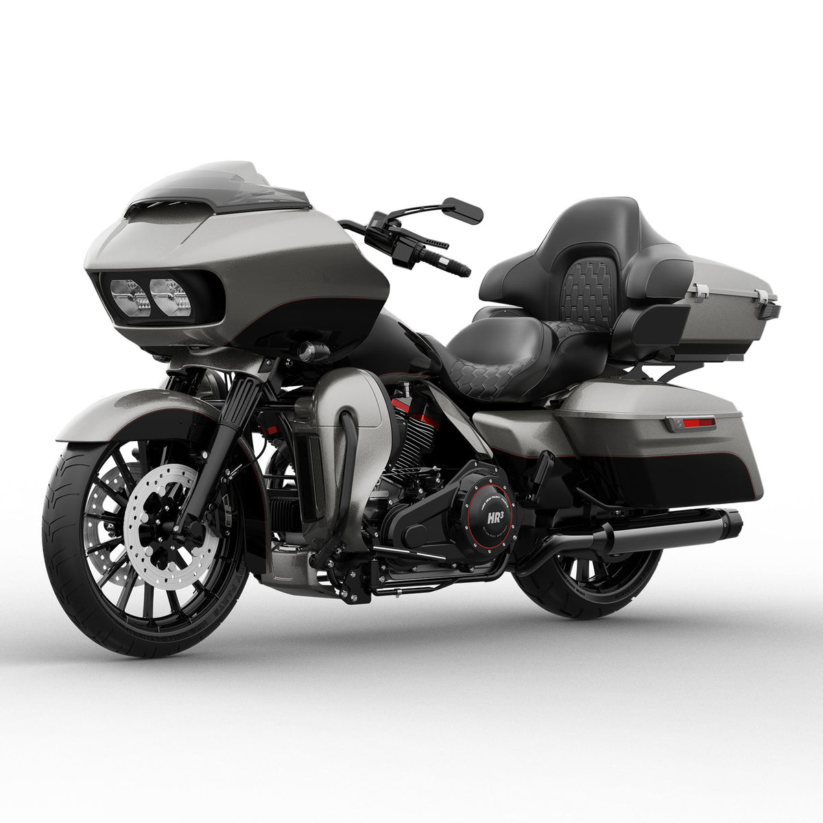 HR3 Billet Silver / Vivid Black 2017RGU Complete Body Fairing Kit For Harley Road Glide Limited FLTRK 15-23