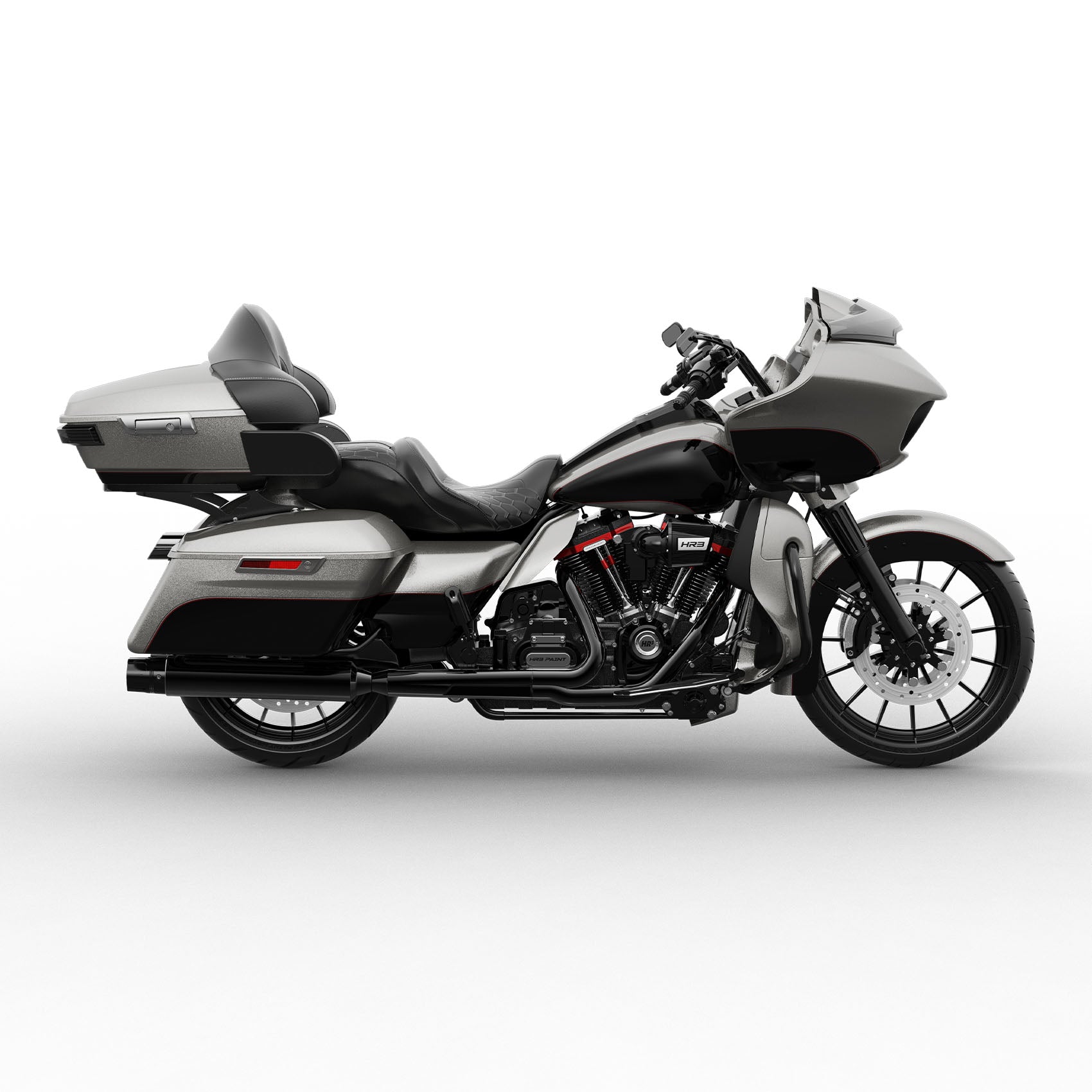 HR3 Billet Silver / Vivid Black 2017RGU Complete Body Fairing Kit For Harley Road Glide Limited FLTRK 15-23