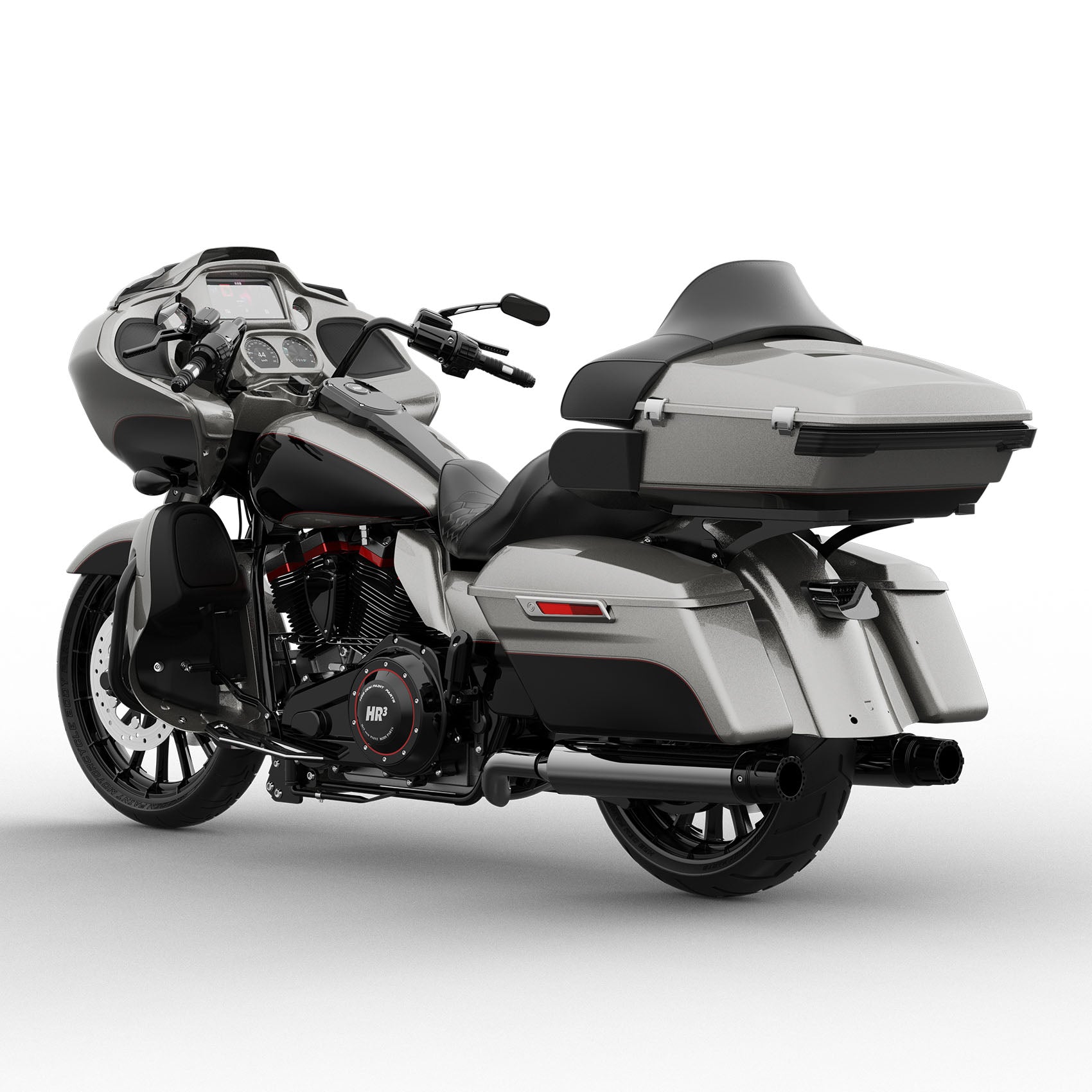 HR3 Billet Silver / Vivid Black 2017RGU Complete Body Fairing Kit For Harley Road Glide Limited FLTRK 15-23