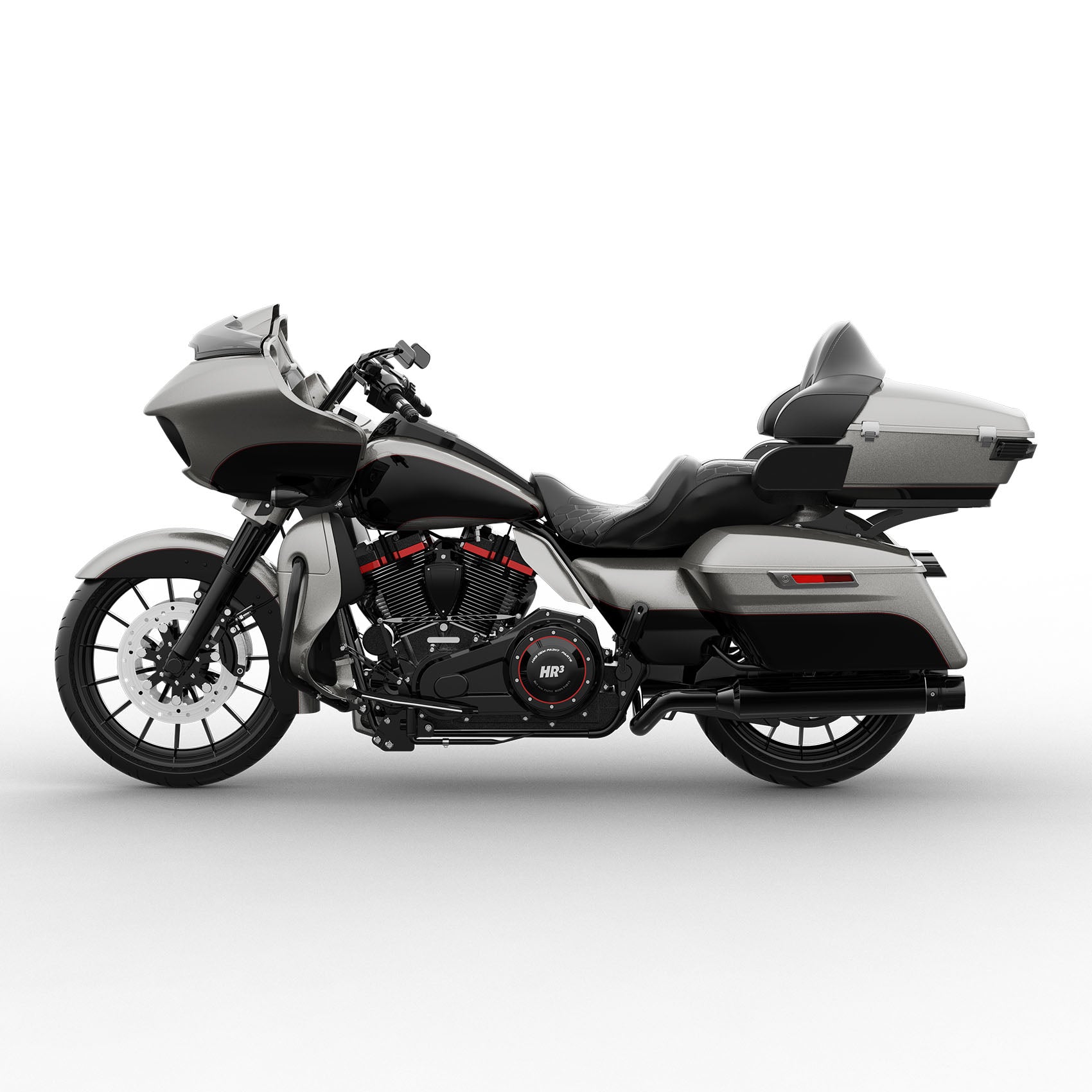 HR3 Billet Silver / Vivid Black 2017RGU Complete Body Fairing Kit For Harley Road Glide Limited FLTRK 15-23