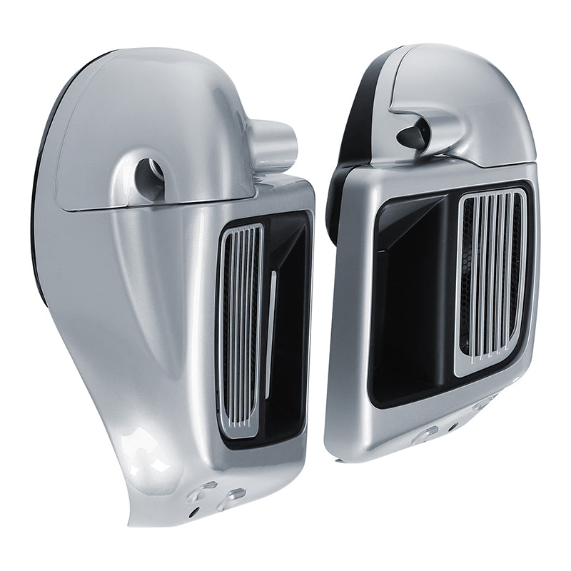 HR3 Barracuda Silver Vented Lower Fairing Kit For Harley Touring Models 2014-2023 (Fits water cooled models)