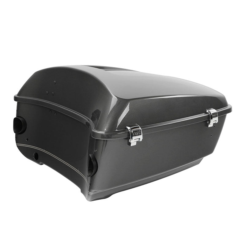 HR3 Industrial Gray King Size Touring Trunk Luggage with Speaker Cut Outs For 14-24 Harley Touring