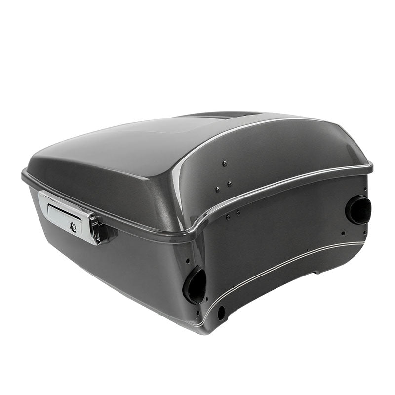 HR3 Industrial Gray King Size Touring Trunk Luggage with Speaker Cut Outs For 14-24 Harley Touring