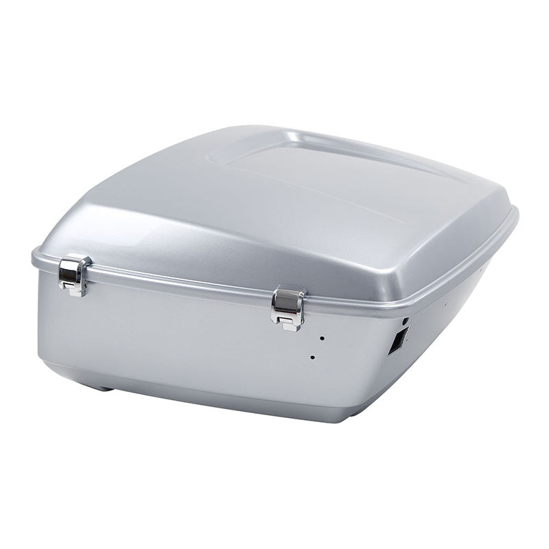 HR3 Barracuda Silver King Size Touring Trunk Luggage with Speaker Cut Outs For 14-24 Harley Touring