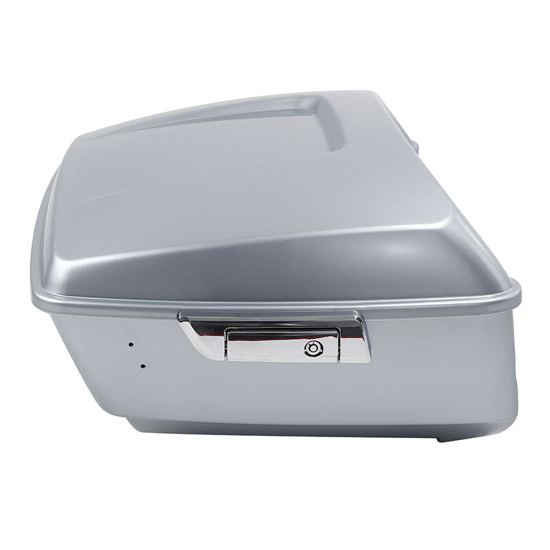 HR3 Barracuda Silver King Size Touring Trunk Luggage with Speaker Cut Outs For 14-24 Harley Touring