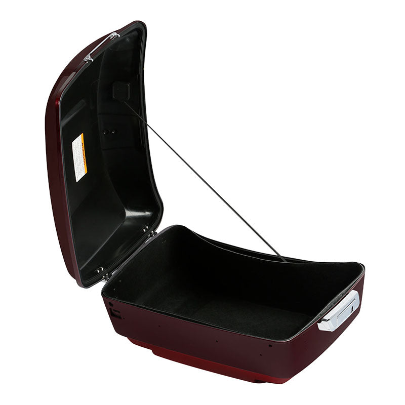HR3 Mysterious Red Sunglo/ Velocity Red Sunglo King SizeTouring Trunk Luggage with Speaker Cut Outs For 14-24 Harley Touring