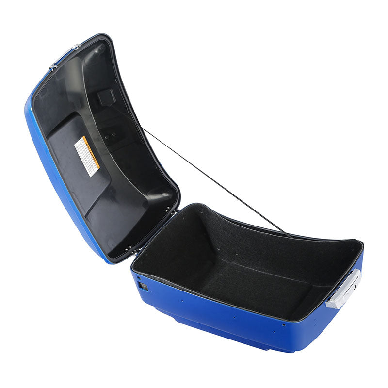 HR3 Electric Blue King Size Touring Trunk Luggage with Speaker Cut Outs For 14-24 Harley Touring