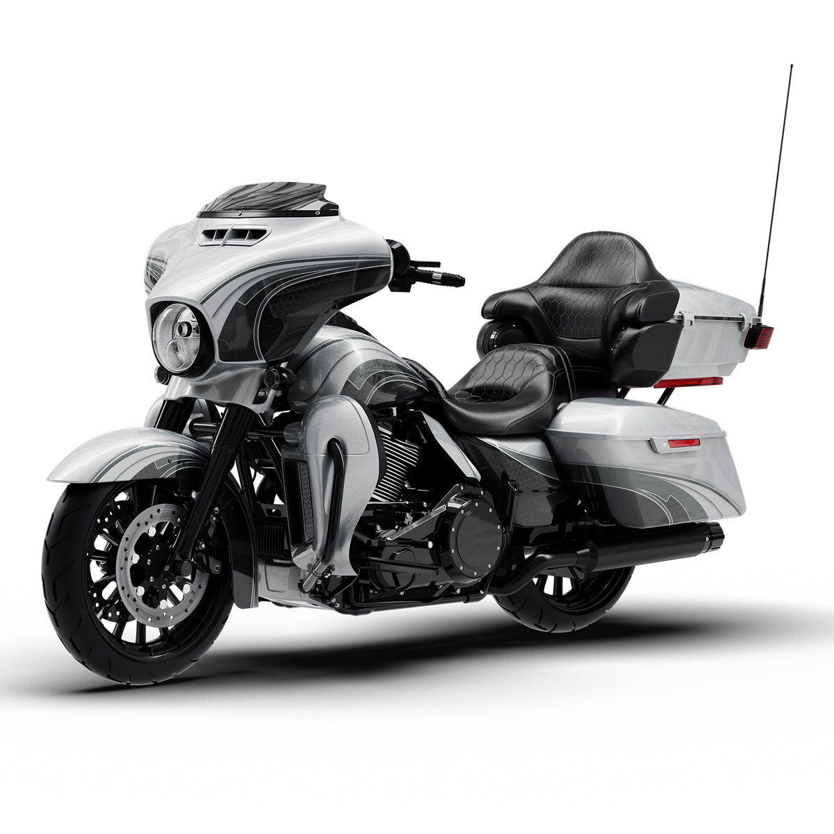 HR3 Silver / Black Honeycomb Fade Complete Body Fairing Kit For Harley Ultra Limited FLHTK 14-23