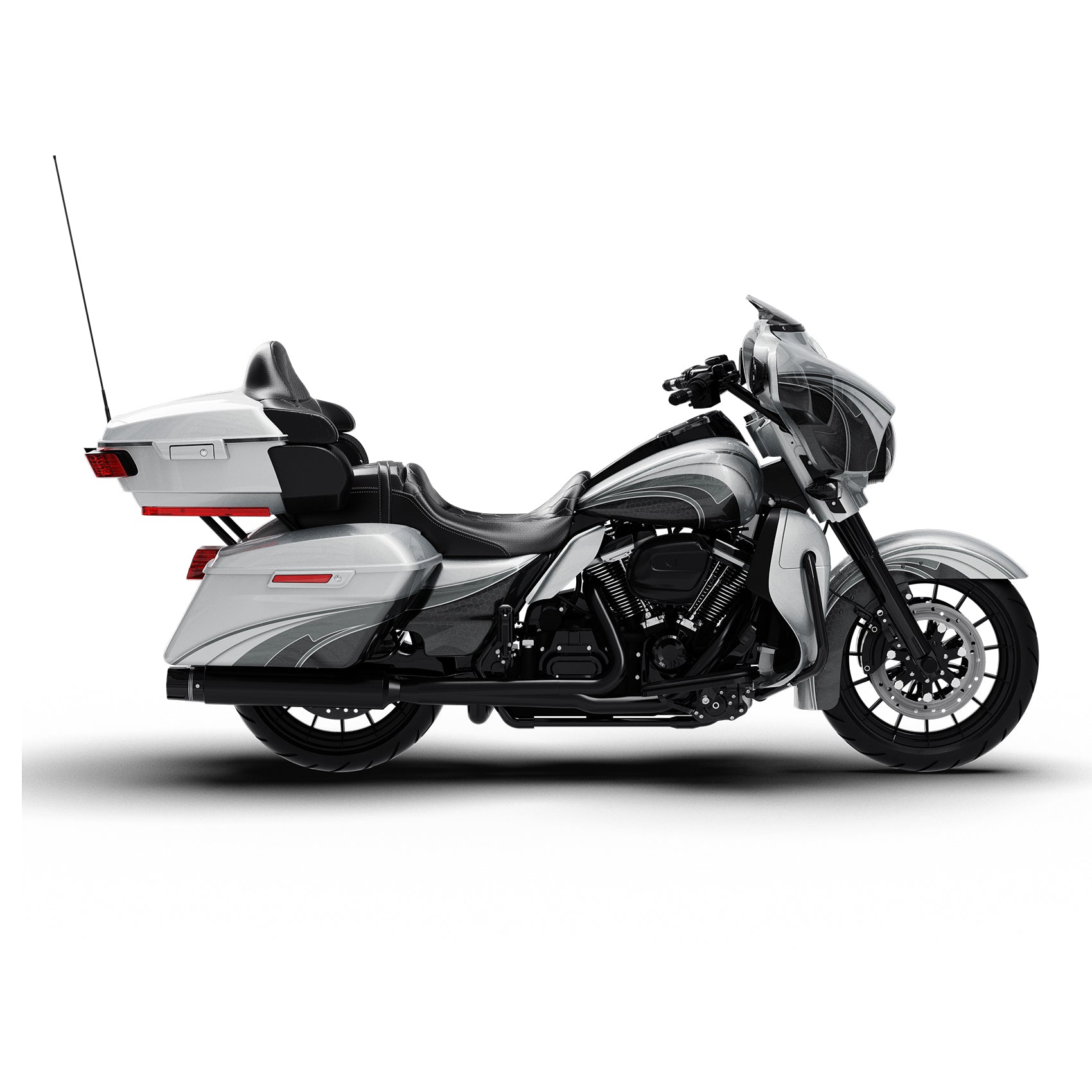 HR3 Silver / Black Honeycomb Fade Complete Body Fairing Kit For Harley Ultra Limited FLHTK 14-23