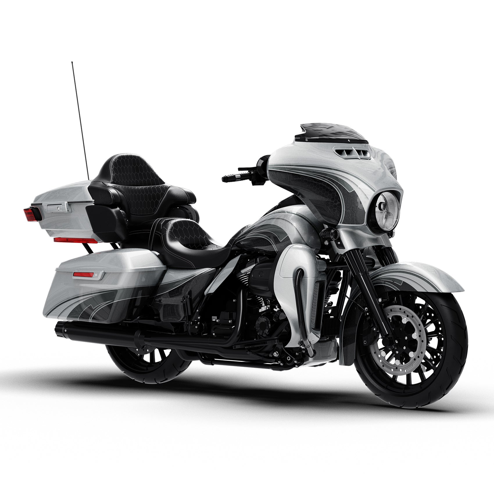 HR3 Silver / Black Honeycomb Fade Complete Body Fairing Kit For Harley Ultra Limited FLHTK 14-23