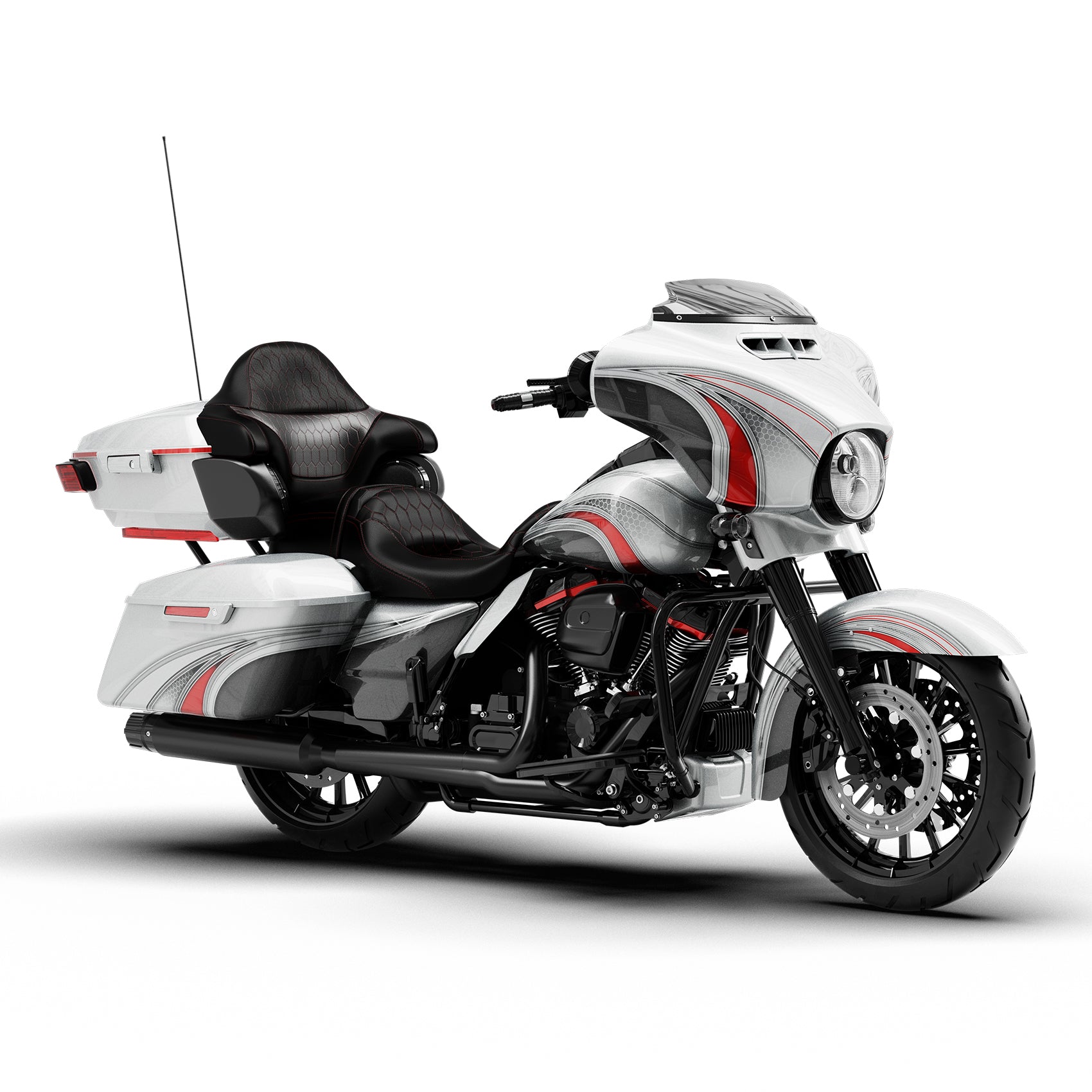 HR3 Candy Red / Silver Honeycomb Fade Complete Body Fairing Kit For Harley Ultra Limited FLHTK 14-23