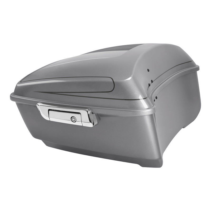 HR3 Dark Platinum Pinstripe 13.7" King Size Touring Trunk Luggage For 14-24 Harley Touring