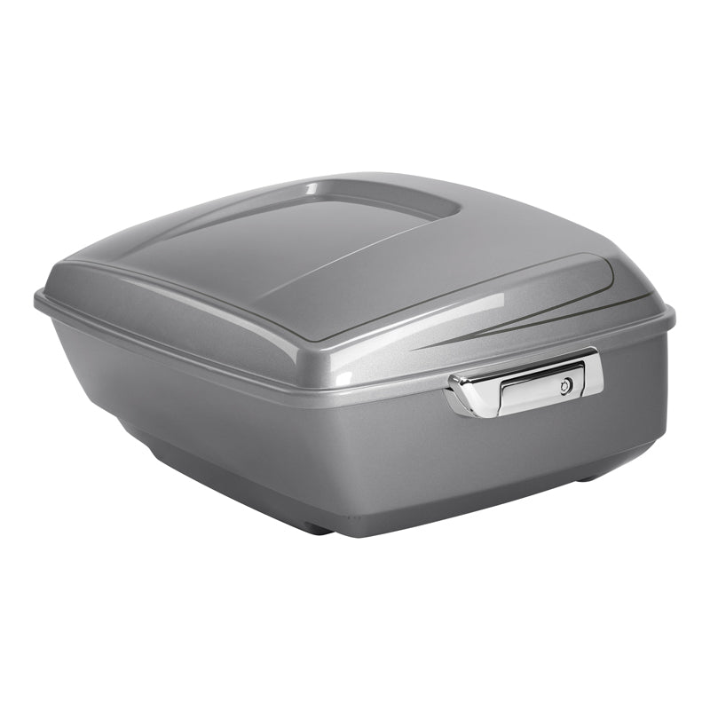 HR3 Dark Platinum Pinstripe 13.7" King Size Touring Trunk Luggage For 14-24 Harley Touring