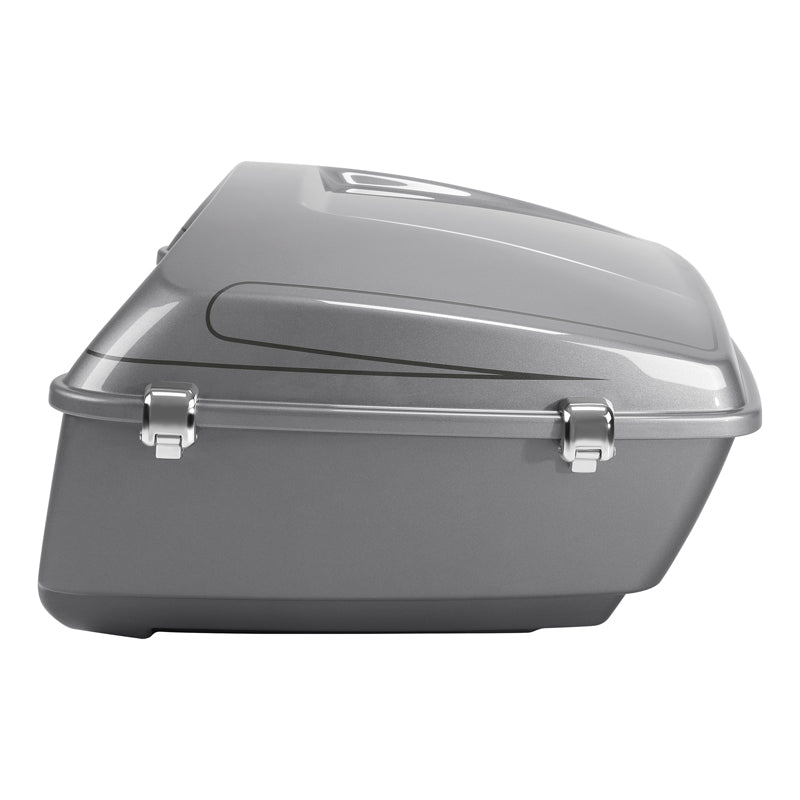 HR3 Dark Platinum Pinstripe 13.7" King Size Touring Trunk Luggage For 14-24 Harley Touring