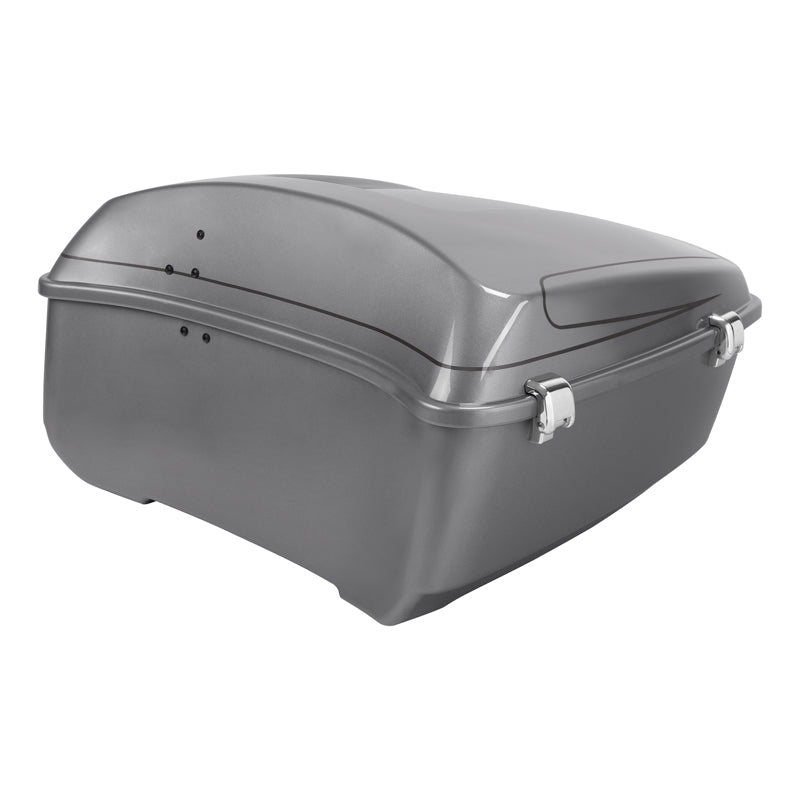 HR3 Dark Platinum Pinstripe 13.7" King Size Touring Trunk Luggage For 14-24 Harley Touring