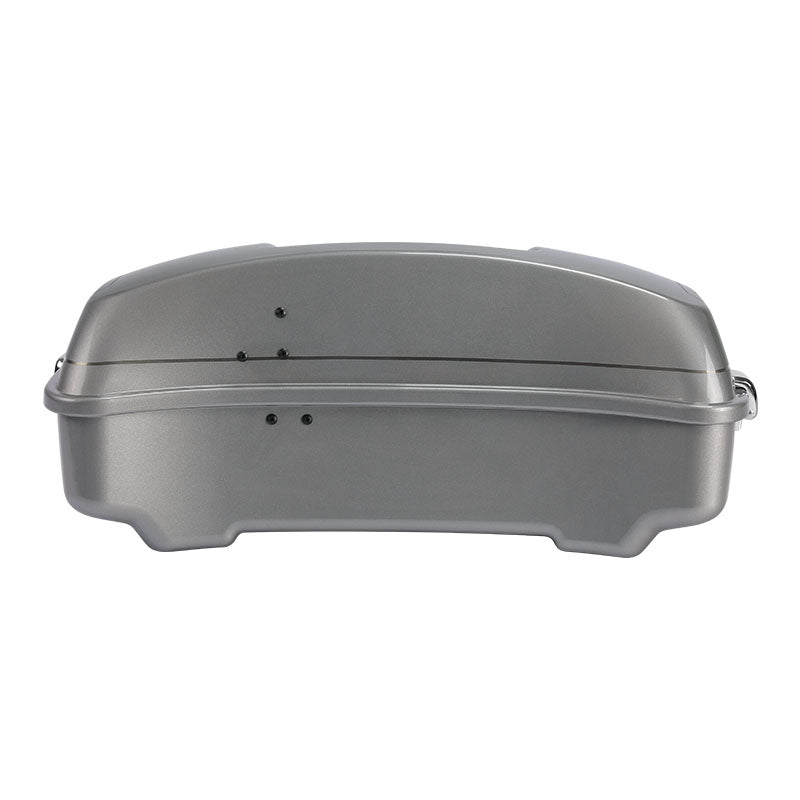 HR3 Dark Platinum Pinstripe 10.7" Chopped Style Touring Trunk Luggage For 14-24 Harley Touring