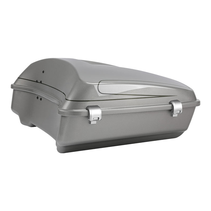 HR3 Dark Platinum Pinstripe 10.7" Chopped Style Touring Trunk Luggage For 14-24 Harley Touring
