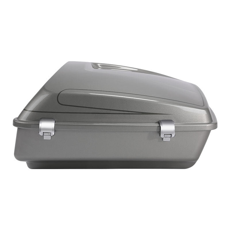 HR3 Dark Platinum Pinstripe 10.7" Chopped Style Touring Trunk Luggage For 14-24 Harley Touring