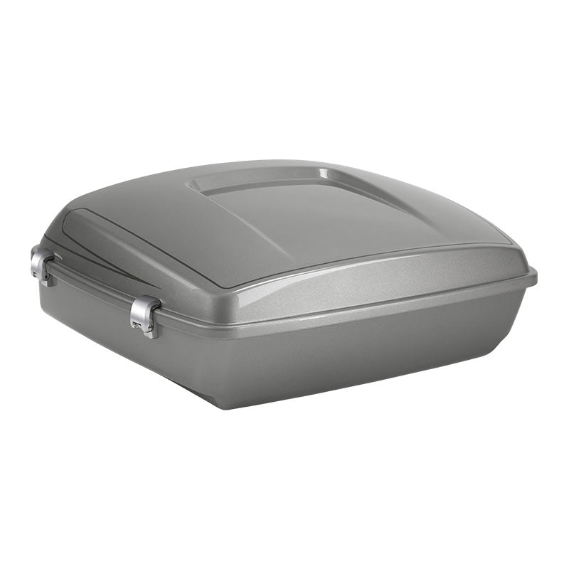 HR3 Dark Platinum Pinstripe 10.7" Chopped Style Touring Trunk Luggage For 14-24 Harley Touring