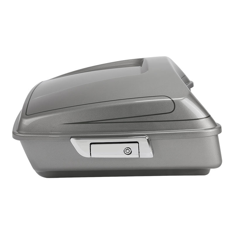 HR3 Dark Platinum Pinstripe 10.7" Chopped Style Touring Trunk Luggage For 14-24 Harley Touring