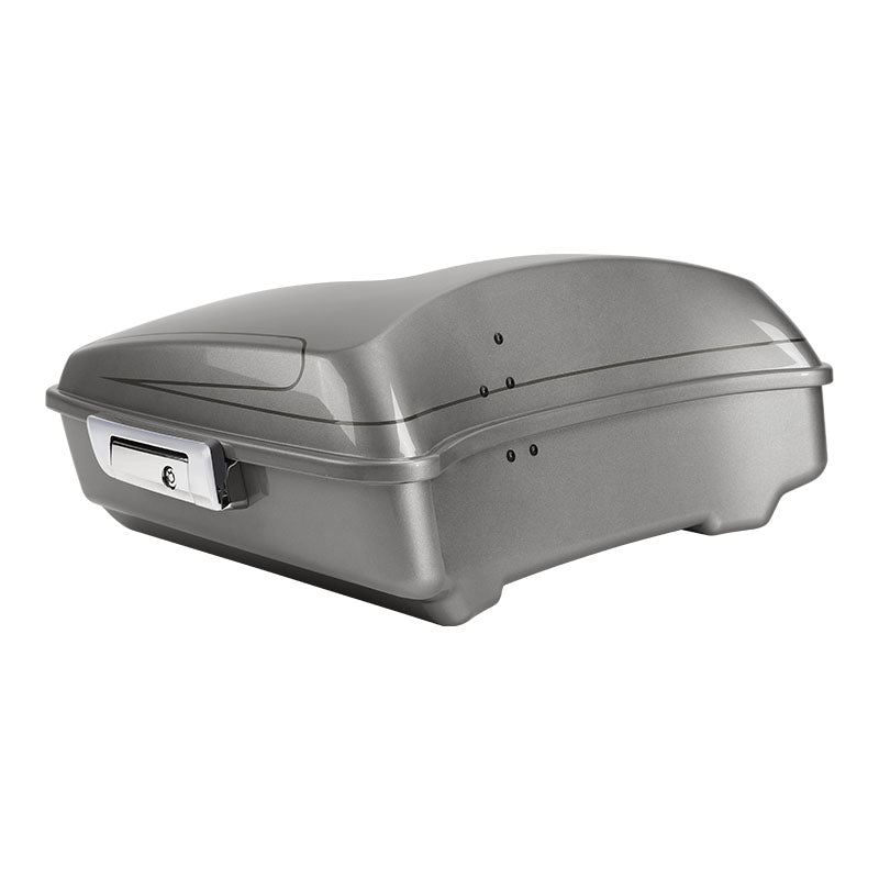 HR3 Dark Platinum Pinstripe 10.7" Chopped Style Touring Trunk Luggage For 14-24 Harley Touring