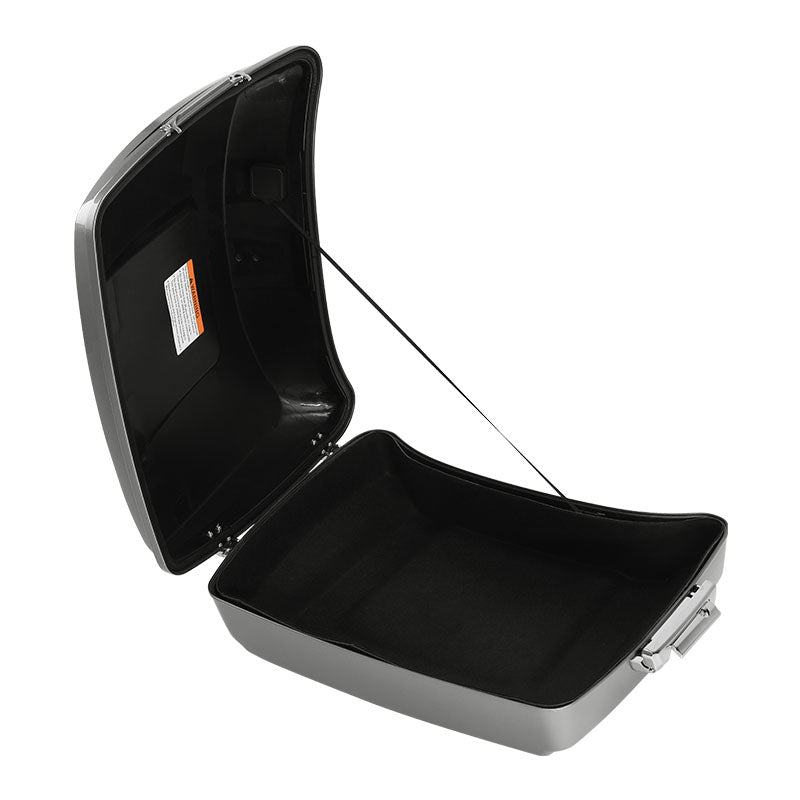 HR3 Dark Platinum Pinstripe 10.7" Chopped Style Touring Trunk Luggage For 14-24 Harley Touring