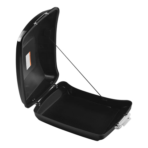 HR3 Dark Alloy / Black Denim 5.5" Razor Style Touring Trunk Luggage For Harley Touring 2014-2024