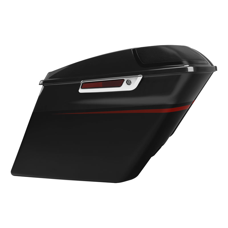 HR3 Dark Alloy / Black Denim 5" Stretched Extended Saddlebags with speaker lids For Harley Touring 2014-2023