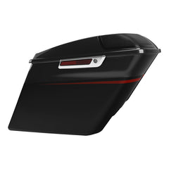 HR3 Dark Alloy / Black Denim 5" Stretched Extended Saddlebags with speaker lids For Harley Touring 2014-2023