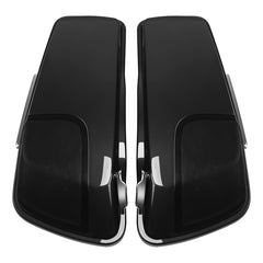 HR3 Dark Alloy / Black Denim 5" Stretched Extended Saddlebags with speaker lids For Harley Touring 2014-2023