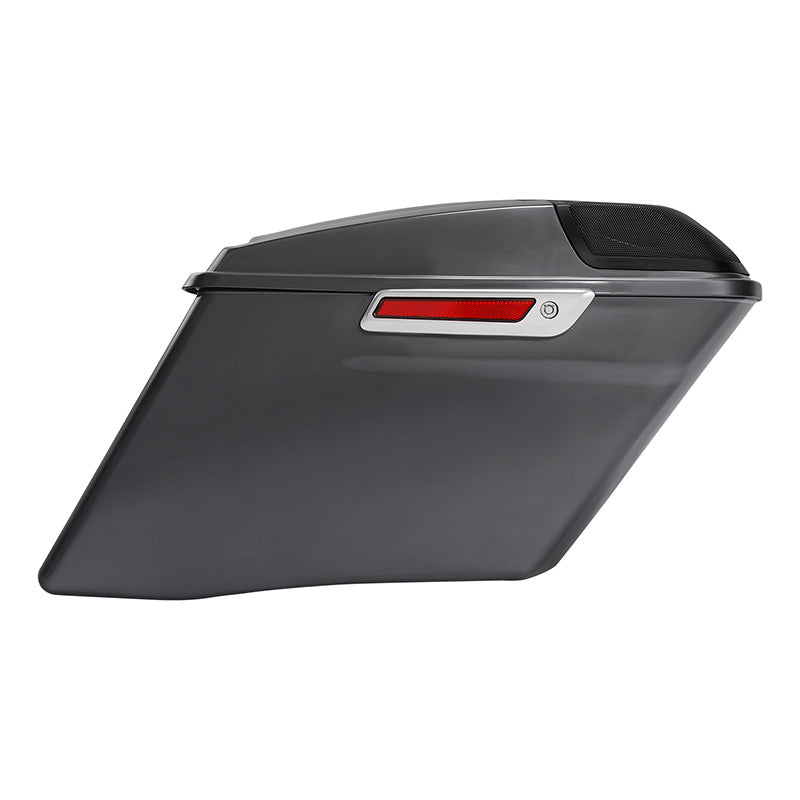 HR3 Gauntlet Gray Metallic CVO Stretched Saddlebags with Speaker Lids For 14-23 Harley Touring