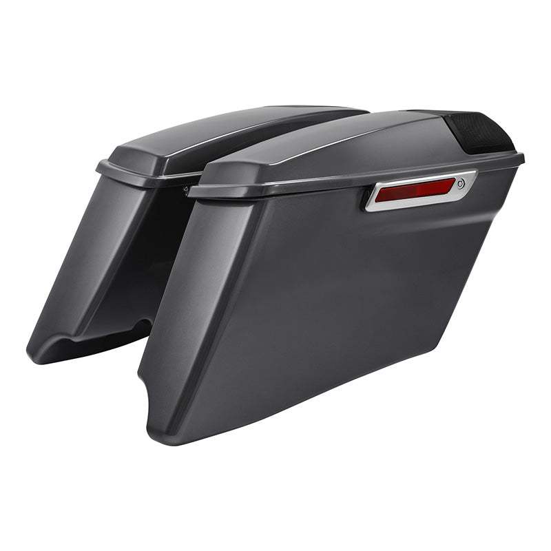 HR3 Gauntlet Gray Metallic CVO Stretched Saddlebags with Speaker Lids For 14-23 Harley Touring