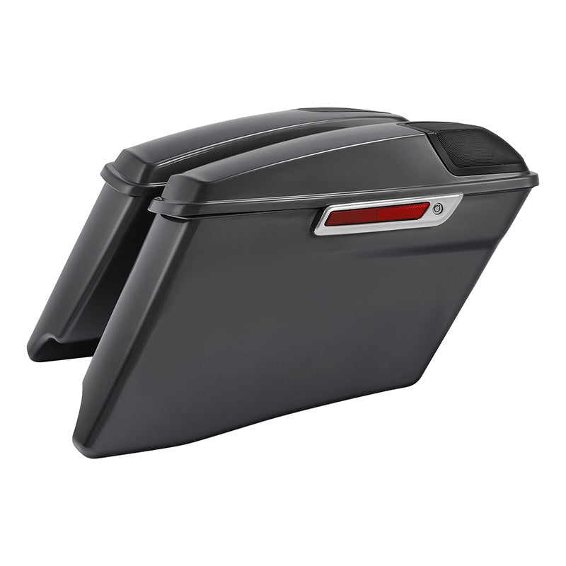 HR3 Gauntlet Gray Metallic CVO Stretched Saddlebags with Speaker Lids For 14-23 Harley Touring