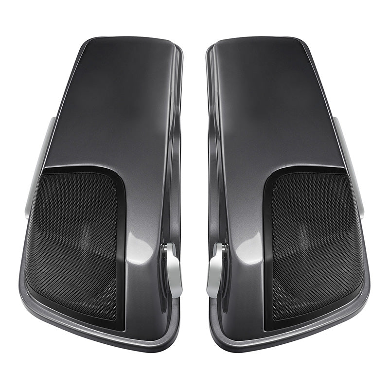 HR3 Gauntlet Gray Metallic CVO Stretched Saddlebags with Speaker Lids For 14-23 Harley Touring